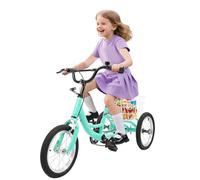 Tricycle 3 roues pour enfant de 5 à 6 ans avec panier, vert clair