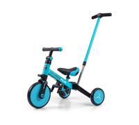 Milly Mally Tricycle 4-en-1 Optimus Plus, assise et poignée parentale réglables, Bleu