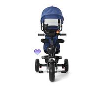 Tricycle 4 en 1,Tricycle Enfants évolutif,Dossier inclinable,Roues Silencieuses et Pare-Soleil Pliable Amovible et Canne Parentale Ajustable,pour Enfants de 9 à 60 Mois-4 -in -1 (Bleu foncé)