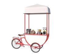 Tricycle À Marchand Ambulant Avec Auvent,Chariot Mobile Avec Espace De Stockage,Vélo Cargo Commercial Pour Mariage,Street Food,Café,Glaces(Red-1)