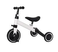 Tricycle à Pédales Convertible avec 3 Roues EVA, 2 en 1 Vélo d'Equilibre Enfants Evolutif avec Siège et Guidon Réglables, Draisienne Intérieur Extérieur pour Enfants 1-4 Ans-2-en-1 (Blanc)