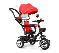 Tricycle à Pousser pour Filles et Garçons,Tricycle bébé évolutif, Canne Télescopique & Pédales Amovibles-pour Filles et GarçonsPare-Soleil, vélo de Marche vélo pour Les Enfants Plus âgés