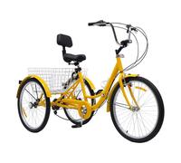 tricycle adulte 24 pouces, 3 vitesses, hauteur réglable, jaune, 26*19(175-185cm), 7
