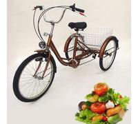 tricycle adulte 24 pouces 6 vitesses avec panier Tricycle adulte senior vélo et phares cadeau pour les personnes âgées parents