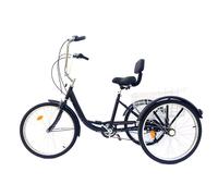 tricycle adulte 24", siège confortable, grand panier à provisions , noir