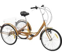 Tricycle adulte, 6 vitesses, taille de roue 24 pouces, siège et accoudoir réglables, jaune