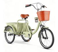Tricycle Adulte à Trois Roues,Vélo Stable avec Grand Compartiment De Chargement Arrière,Fourche Anti-Chocs,Selle et Guidon Réglables,Tricycle de Loisirs Extérieur pour Personnes Âgées et Adultes