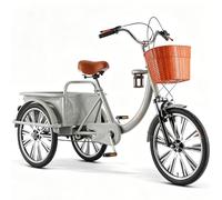 Tricycle Adulte à Trois Roues,Vélo Stable avec Grand Compartiment De Chargement Arrière,Fourche Anti-Chocs,Selle et Guidon Réglables,Tricycle de Loisirs Extérieur pour Personnes Âgées et Adultes