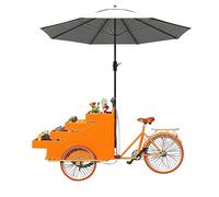 Tricycle Alimentaire Mobile Commercial,Avec Parapluie,Chariot De Vente De Tricycle,Pour Les Ventes De Rue,Les Stands En Plein Air Et Les Ventes De Camping(Orange)
