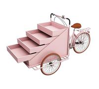 Tricycle Alimentaire Mobile Commercial,Avec Présentoir À 4 Niveaux,Chariot De Vente De Tricycle,grande Capacité Pour Les Ventes De Rue,Les Stands En Plein Air Et Les Ventes De Camping(Pink)