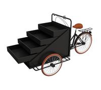 Tricycle Alimentaire Mobile Commercial,Avec Présentoir À 4 Niveaux,Chariot De Vente De Tricycle,grande Capacité Pour Les Ventes De Rue,Les Stands En Plein Air Et Les Ventes De Camping(Black)