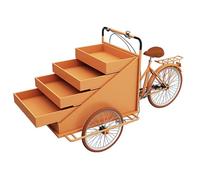 Tricycle Alimentaire Mobile Commercial,Avec Présentoir À 4 Niveaux,Chariot De Vente De Tricycle,grande Capacité Pour Les Ventes De Rue,Les Stands En Plein Air Et Les Ventes De Camping(Orange)