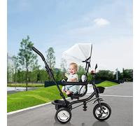 Tricycle Bébé 4 en 1 Vélo Enfant avec Siège Réversible et Roues en Caoutchouc Silencieuses, Tricycle Pliable avec Pare-Soleil,pour Les Enfants de 1 à 5 Ans-Tricycle à Pousser pour Filles et Garçons