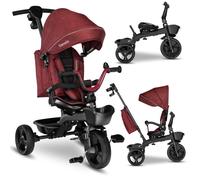 Tricycle bébé évolutif 2en1 LIONELO Kori - Poussette - Siège réversible & réglable - Jusqu'à 25 kg - Panier inclus - Rouge