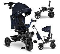 Tricycle bébé évolutif 2en1 LIONELO Kori - Poussette - Siège réversible & réglable - Jusqu'à 25 kg - Panier inclus - Bleu