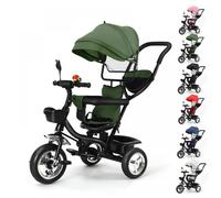 Tricycle Bebe Evolutif 6 en 1 Tricycle Enfant Pliable avec Poignee Capote Siege Reversible Garde-Corps et Paniers