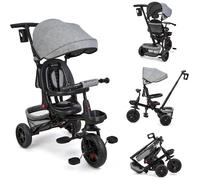 Tricycle Bébé Évolutif 6 en 1, Tricycle Évolutif 10 Mois à 5 Ans Jusqu'à 25 kg, Vélo avec Pare Soleil, Siège Pivotant Gris