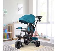 Tricycle bébé évolutif 6 en 1,Vélo Évolutif 6-en-1 pour Enfants de 9 Mois à 5 Ans - Tricycle Pliable avec Siège Rotatif 360°,Toit Anti-UV et Sécurité Certifiée EN71/CE | Panier de 8L