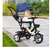 Tricycle Bébé Évolutif 9 Mois-6 Ans Poussette Pliante avec Siège Pivotant, Roues, Ceinture Sécurité Tricycle Enfant