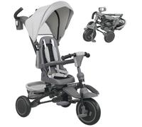 AIYAPLAY Tricycle bébé évolutif 6 en 1, Tricycle Enfant Pliable avec poignée parentale réglable et Capote Amovible, siège pivotant 360°, Poussette bébé avec Harnais de sécurité, Panier et Sac, Gris