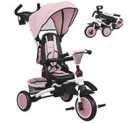Tricycle Évolutif Pliable Réglable 6 En 1 Rose