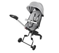 Tricycle bébé évolutif avec poignée Parent, Capote de Protection, Vélo bébé,avec Pare-Soleil Pliable,Roues Silencieuses,Prise en Main Confortable,Noir et Gris