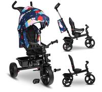LIONELO Haari - Tricycle bébé évolutif - Jusqu'à 25 Kg - Siège réversible - Grand Panier Sac - Porte-gobelet - Roue Libre - Limited bleu TU