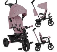 Lionelo Haari Tricycle Bébé Évolutif 18 Mois-5 Ans, Siège 360°, Pliable | Jusqu’à 25 kg, poignée parentale réglable, roues en caoutchouc, frein arrière, repose-pieds, accessoires inclus, Rose