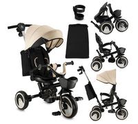 Tricycle pour Enfants MoMi IVI, Tricycle avec siège 360°, Harnais de sécurité 3 Points, Repose-Pieds, Toit Solaire, Roues EVA, Canne parentale réglable, Sac Amovible et Panier à Jouets