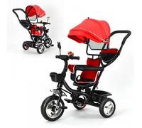 Tricycle Bébé Évolutif, Trike Bebe - Velo Poussette Bebe Évolutif - Velo Enfant De 9 Mois+ Facile À Plier - Rouge