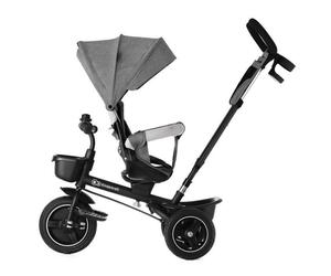 Tricycle Bébé Kinderkraft 5 en 1 SPINSTEP, De 9 Mois à 5 Ans, Siège Pivotant 360°, Cabine UPF50+, Roues PU Tout-Terrain, Gris