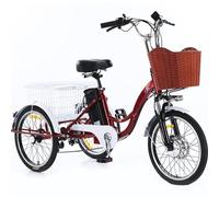 Tricycle cargo électrique 3 roues 20 pouces pour adulte (7 vitesses), 3 modes de conduite, avec panier de traction/siège passager, klaxon et phare LED, pour les déplacements quotidiens, les courses