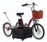 Tricycle cargo électrique 3 roues 20 pouces pour adulte (7 vitesses), 3 modes de conduite, avec panier de traction/siège passager, klaxon et phare LED, pour les déplacements quotidiens, les courses