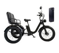 Tricycle Cargo Électrique, Capacité De Charge De 200kg, Pneus De 24″ De Large, Tricycle Électrique Avec Siège, Écran Lcd, Freins À Disque Doubles, Pour Un Usage Familial Quotidien Black
