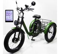 Tricycle cargo électrique pour adulte avec batterie amovible, écran LCD intelligent et phare LED pour personnes âgées, avec 3 modes de conduite