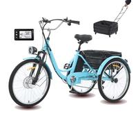 Tricycle Cargo électrique pour Adultes, 3 Roues de 24 Pouces