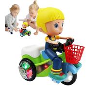 Tricycle Cascade Rotation Danse | Véhicule Motocyclette Dessin Animé,Lumières Rotatives 360° Musique Dynamique Jeu pour Maison École Voyage Temps de Jeu