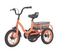 Tricycle de 12" à 3 roues - Chaîne à vitesse unique de 25 kg - Avec poignée de frein à 3 doigts - Pneus amortissants - Pédales de protection - Garde-boue avant pour enfants de 2 à 5 ans - Orange
