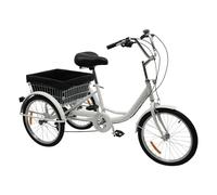Tricycle de 20 pouces pour adultes, 3 roues à 8 vitesses, vélo à 3 roues avec panier (20 kg), vélo avec panier à provisions, vélo cargo pour adultes, personnes âgées et femmes, hauteur réglable (blanc