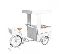 Tricycle De Vente Alimentaire,Chariot De Vente Ambulant,Café Mobile Avec Vitrine Réfrigérée,Pour Vente De Collations Et De Rues En Plein Air(White,Style 1)