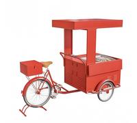 Tricycle De Vente Alimentaire,Chariot De Vente Ambulant,Café Mobile Avec Vitrine Réfrigérée,Pour Vente De Collations Et De Rues En Plein Air(Red,Style 1)
