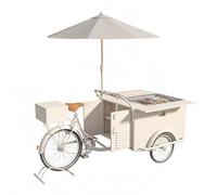 Tricycle De Vente Alimentaire,Chariot De Vente Ambulant,Café Mobile Avec Vitrine Réfrigérée,Pour Vente De Collations Et De Rues En Plein Air(White,Style 2)