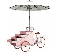 Tricycle de vente alimentaire mobile avec parapluie et affichage multicouche pour les ventes de rue et de parc