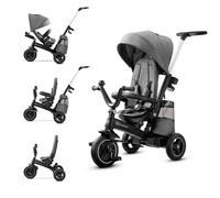 Kinderkraft EASYTWIST Tricycle pour Enfant avec Accessoires, fenêtre de Toit, Sangles de sécurité, Rotation à 360 °, Roue Libre, Barre de poussée, Convient aux Enfants de 9 Mois à 5 Ans, Gris 1 Unité