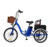 Tricycle électrique 20 Pouces à Assistance électrique, Avec Panier De Chargement Et Siège, Klaxon Et écran Lcd, Facile à Gravir, Capacité De 150 Kg, Transport De Passagers Et De Marchandises Blue