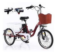 Tricycle électrique 20 pouces pour adultes, 350 W, 7 vitesses, vélo cargo pour personnes âgées, 3 modes de conduite, klaxon et phare LED, pour les déplacements quotidiens, les courses et le transpor
