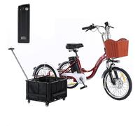 Tricycle électrique 20 pouces pour adultes, vélo électrique 3 roues 7 vitesses, avec batterie amovible 48 V 12 Ah (autonomie de 35 à 45 km), siège réglable (80 à 92 cm), avec phare et klaxon, C