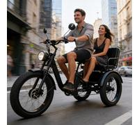 Tricycle électrique 7 Vitesses Pour Adultes,Vtt électrique à Gros Pneus 24" X 4.0 48 V 18 Ah,écran Lcd,Freins à Disque Doubles Et Phare LED,Pour Les Déplacements Quotidiens Et Le Shopping. Black