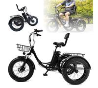 Tricycle électrique à Assistance Au Pédalage De 20 Pouces-Pliable,Pneus Larges,Avec Panier De Transport Avant Et Arrière,écran D'affichage Numérique Lcd,Tricycle électrique Pour Adultes,Maximale:200Kg