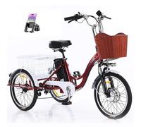 Tricycle électrique cargo de 20 pouces pour adulte, 350 W, 7 vitesses, 3 roues, avec panier de traction/siège passager, klaxon et phare LED, siège réglable (80-92 cm), autonomie de 35 à 45 km.